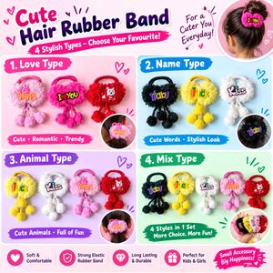 🎀 Pack of 10 Cute Fur Rubber Bands for Girls 🎀
