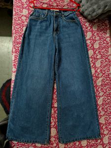 Wide Leg Blue Denim Jeans
