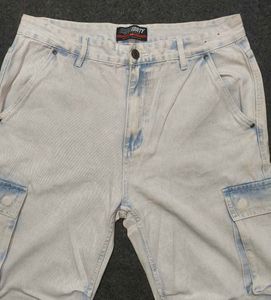 URBN IDNTY 'Bleached Ice-Wash' Baggy Cargo Jeans