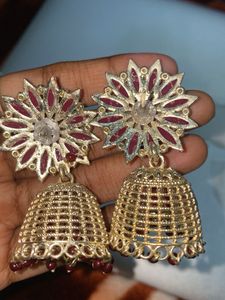 Maroon Jhumka Earrings