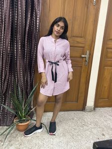 Chic Striped Button-Down Midi Dress