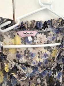 Floral Ruffle Sheer Blouse