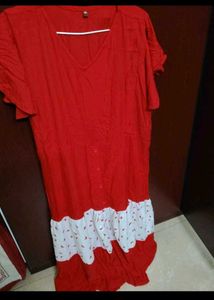 combo of 3 itemsVibrant Red Maxi Dress with White