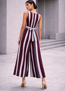 Chic Striped V-Neck Jumpsuit