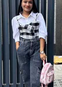 Chic Plaid & White Shirt Combo