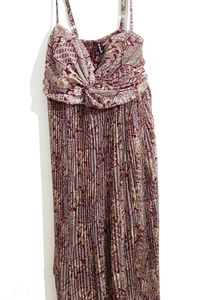 Maroon Printed Midi Dress
