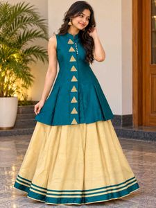 Teal Kurta Set with Palazzo Pants
