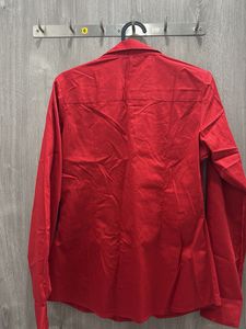 Red Button-Up Long Sleeve Top
