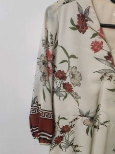 AND Oriental Floral Midi Wrap Dress