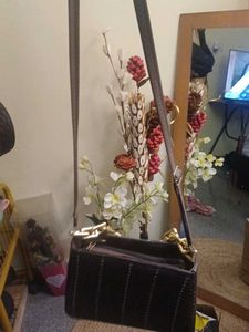 Stylish Brown Handbag with Gold Chain