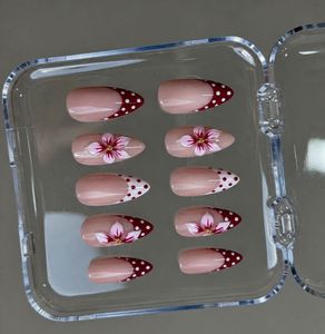 Cute Floral French Tip Press-On Nails
