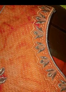 Elegant Embroidered Orange Kurta