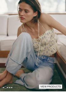 XS Floral Ruched Crop Top with Tie Straps
