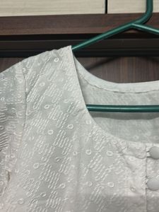 White Embroidered Peplum Top - Stitched