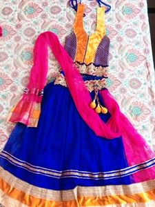 Vibrant Blue & Orange Lehenga Choli