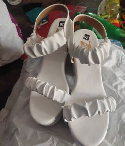 White Y2K Platform Block Heel Sandals