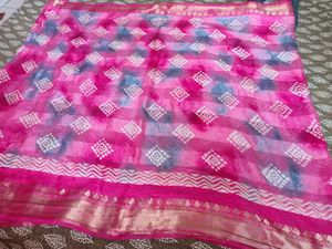 Vibrant Pink Silk Saree with Blouse