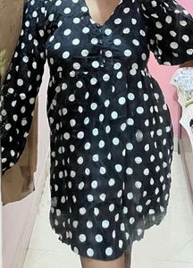 Black Polka Dot Short Dress