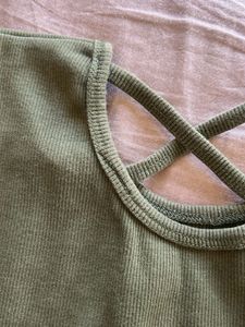 Green Top with Criss-Cross Back