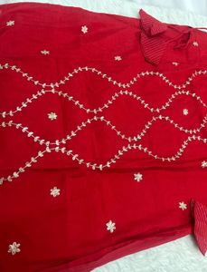 Elegant Red Kurta Set with Gold Embroidery