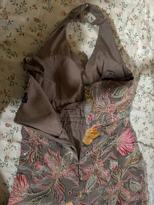 Embroidered Grey Helter Neck Jumpsuit with Dupatta