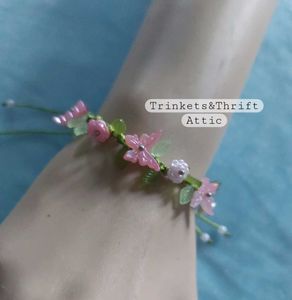 Floral Beaded Cord Bracelet