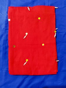 Red Blouse with Embellishments