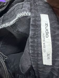 Washed Black Wide Leg Jeans