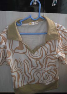 yellow Swirl Print Collared Tank Top