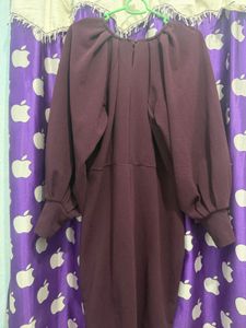 Stylish Burgundy Puff Sleeve Dress