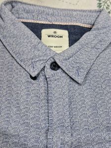 WROGN Men's Textured Blue Shirt