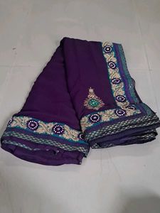 Beautiful Purple Embroidered Saree