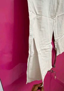 White linen Wide Leg Pants