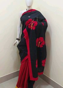 BRAND NEW COTTON APLIK EMBROIDERED Saree