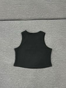 Ribbed Black Crop Tank Top