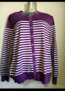 Striped Button-Up Cardigan