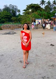 Vibrant Red Floral Mini Dress
