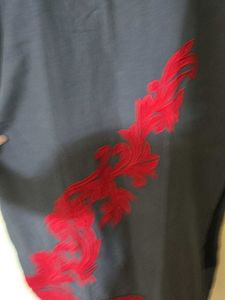 Elegant Grey &amp; Red Kurta