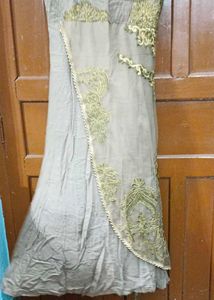 Designer long dress with Gold Embroidery