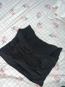 Solid Black Ruched Tube Top