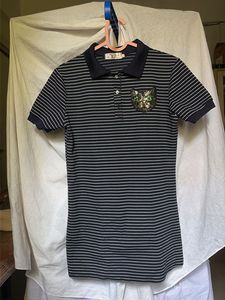 Striped Polo Cat Pocket Detail Short Dress