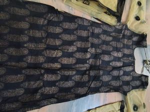 Elegant Black &amp; Gold Kurta Set with Dupatta