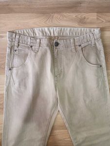 Evisu Men's Beige Straight Fit Jeans