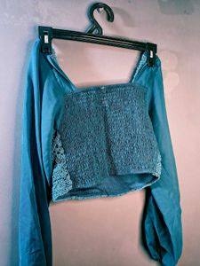 trendy full sleeve crop top