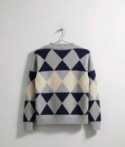 Argyle Patterned Knit Sweater