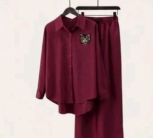 New chic burgendy Cor-ed set
