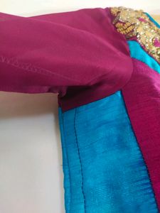 Pink &amp; Teal Embroidered Salwar Kameez