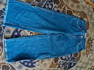 Wide Leg Blue Denim Jeans