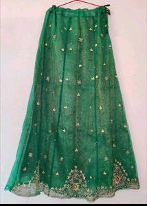 Emerald Green Embroidered Lehenga Skirt