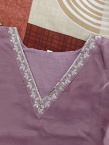 woman embroidered A line kurta set